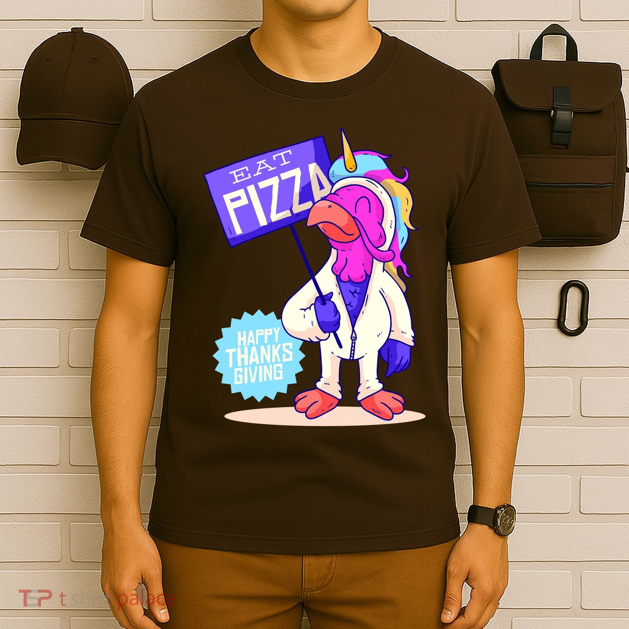 Eat Pizza Funny Happy Thanksgiving T-Shirt