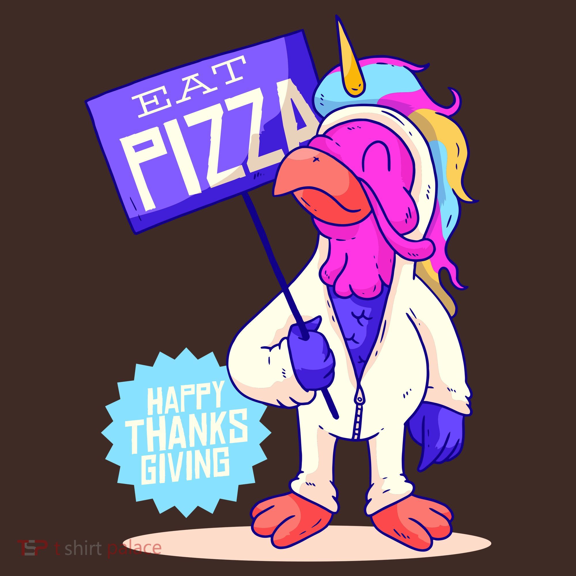 Eat Pizza Funny Happy Thanksgiving Kids Hoodie