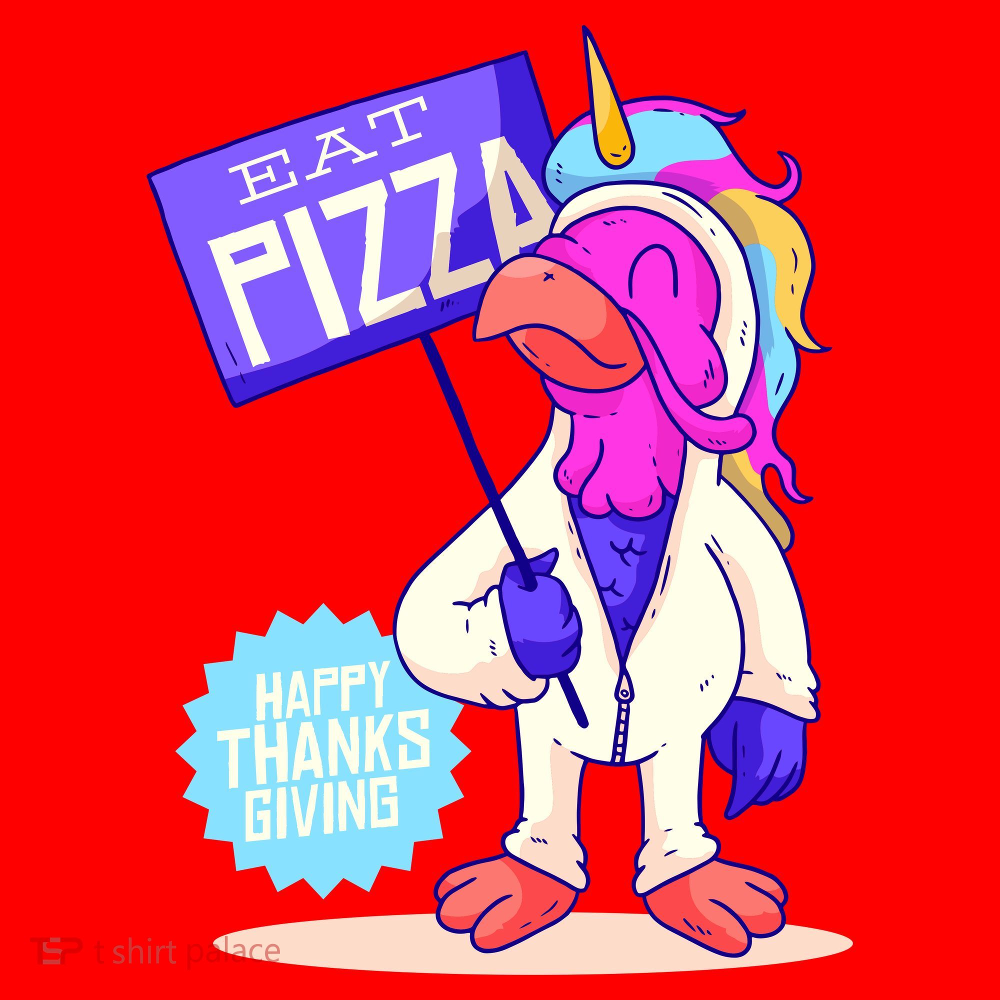 Eat Pizza Funny Happy Thanksgiving Santa Hat