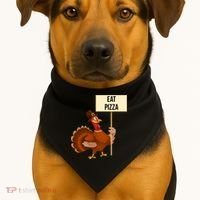 Eat Pizza Funny Turkey USA-Made Doggie Bandana thumb 1