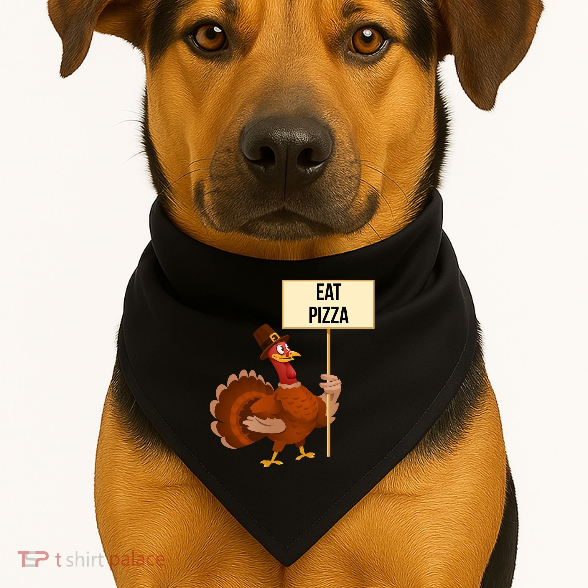 Eat Pizza Funny Turkey USA-Made Doggie Bandana