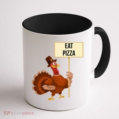 Eat Pizza Funny Turkey Coffee Mug back