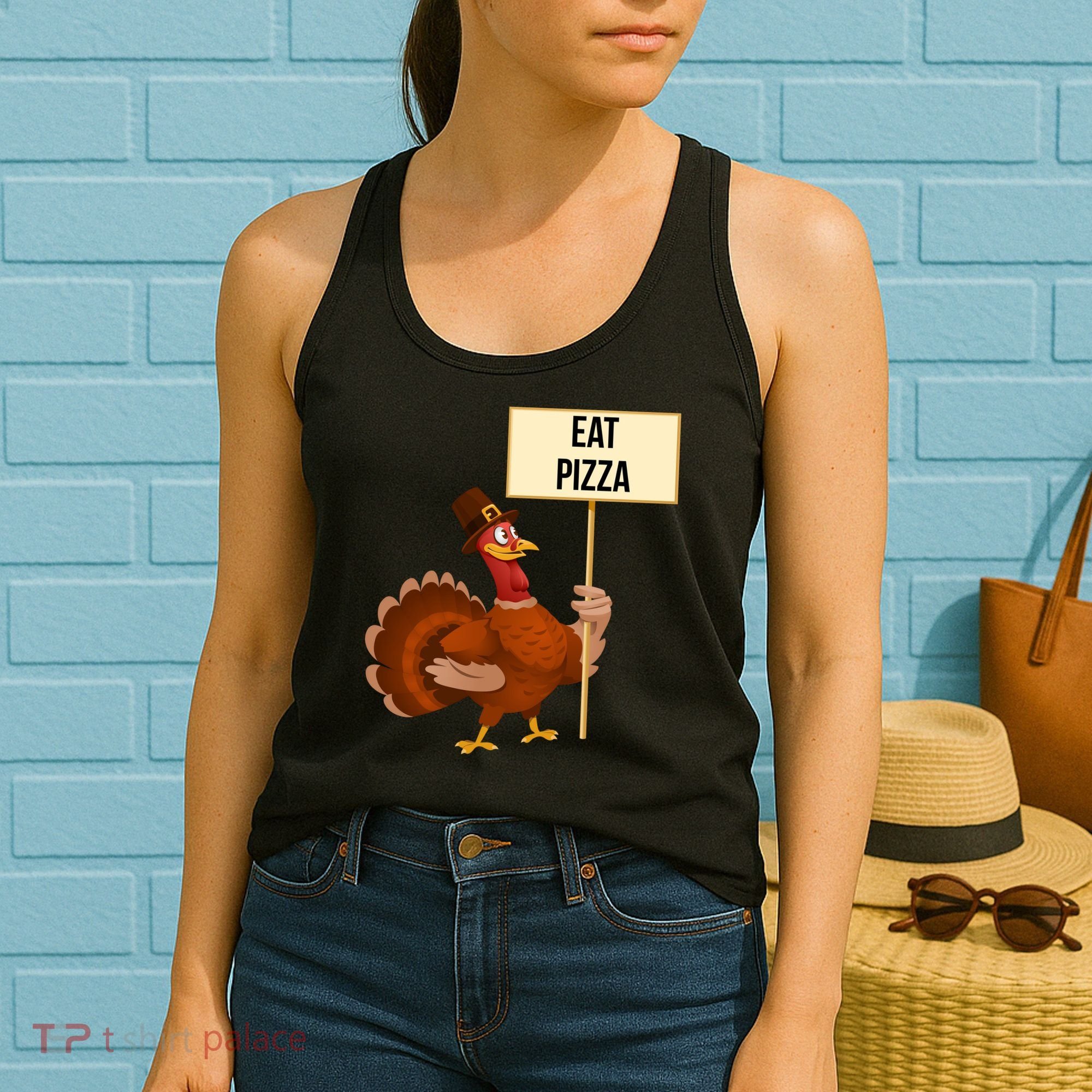 Eat Pizza Funny Turkey Women's Tank Top
