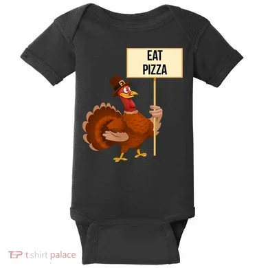 Eat Pizza Funny Turkey Baby Bodysuit