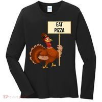 Eat Pizza Funny Turkey Women's Long Sleeve Shirt thumb 0