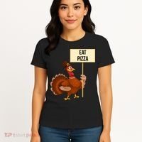 Eat Pizza Funny Turkey Women's T-Shirt thumb 4