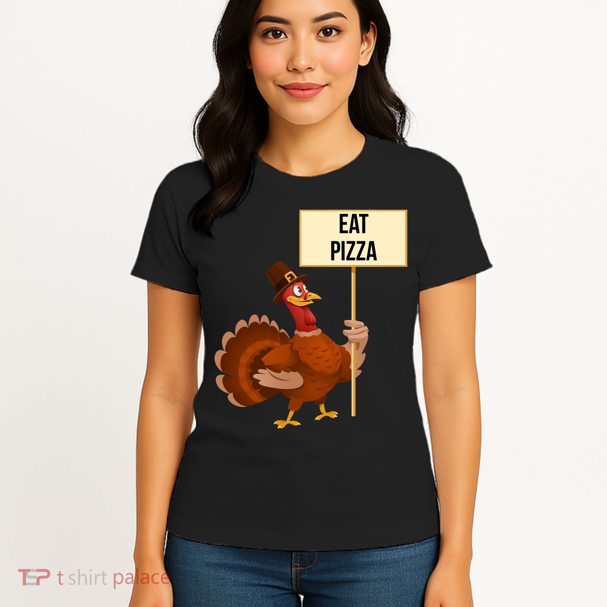 Eat Pizza Funny Turkey Women's T-Shirt