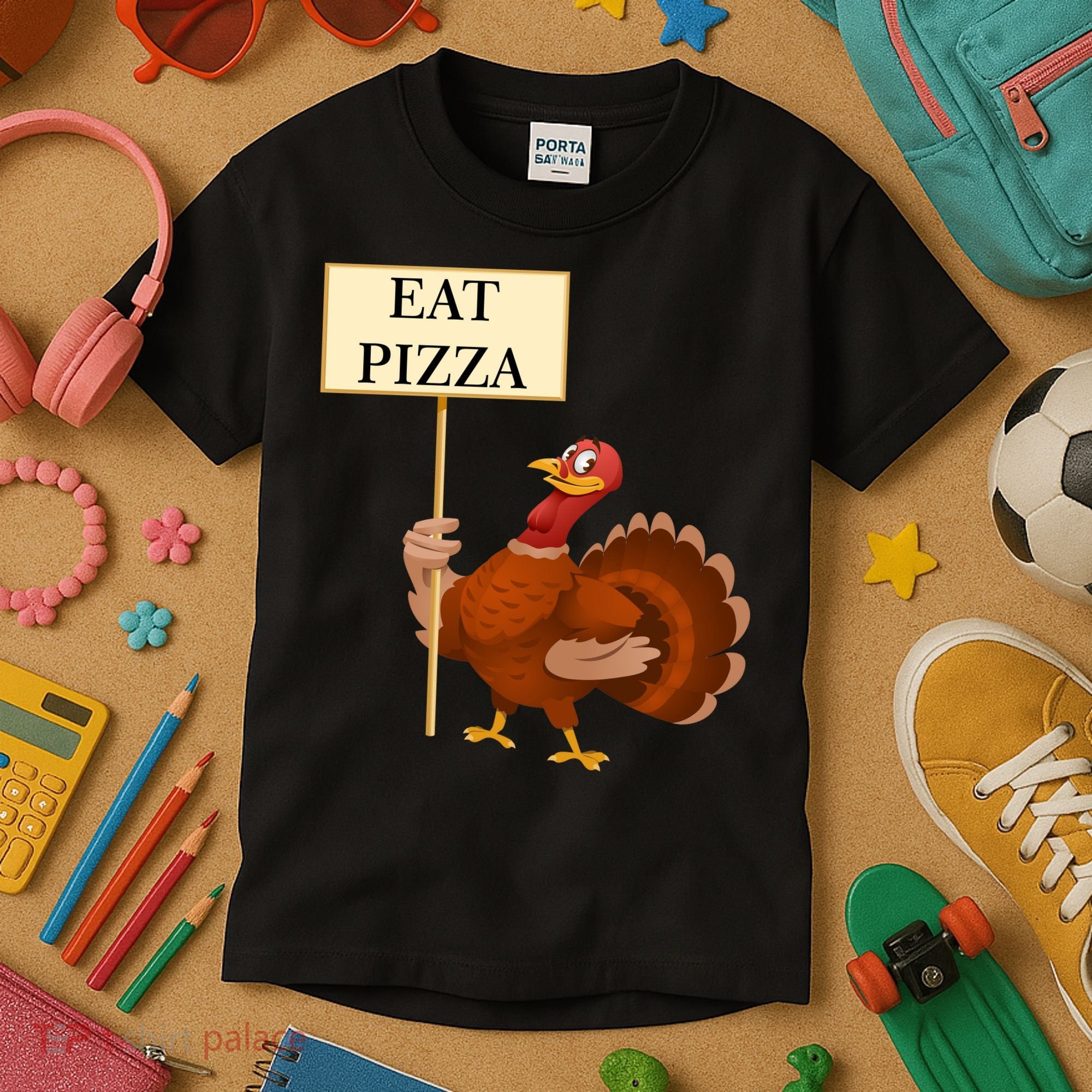 Eat Pizza Not Turkey Kids T-Shirt