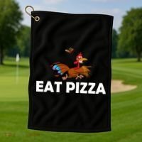 Eat Pizza Not Turkey Funny Thanksgiving Golf Towel thumb 1