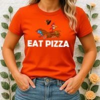 Eat Pizza Not Turkey Funny Thanksgiving Women's T-Shirt thumb 2