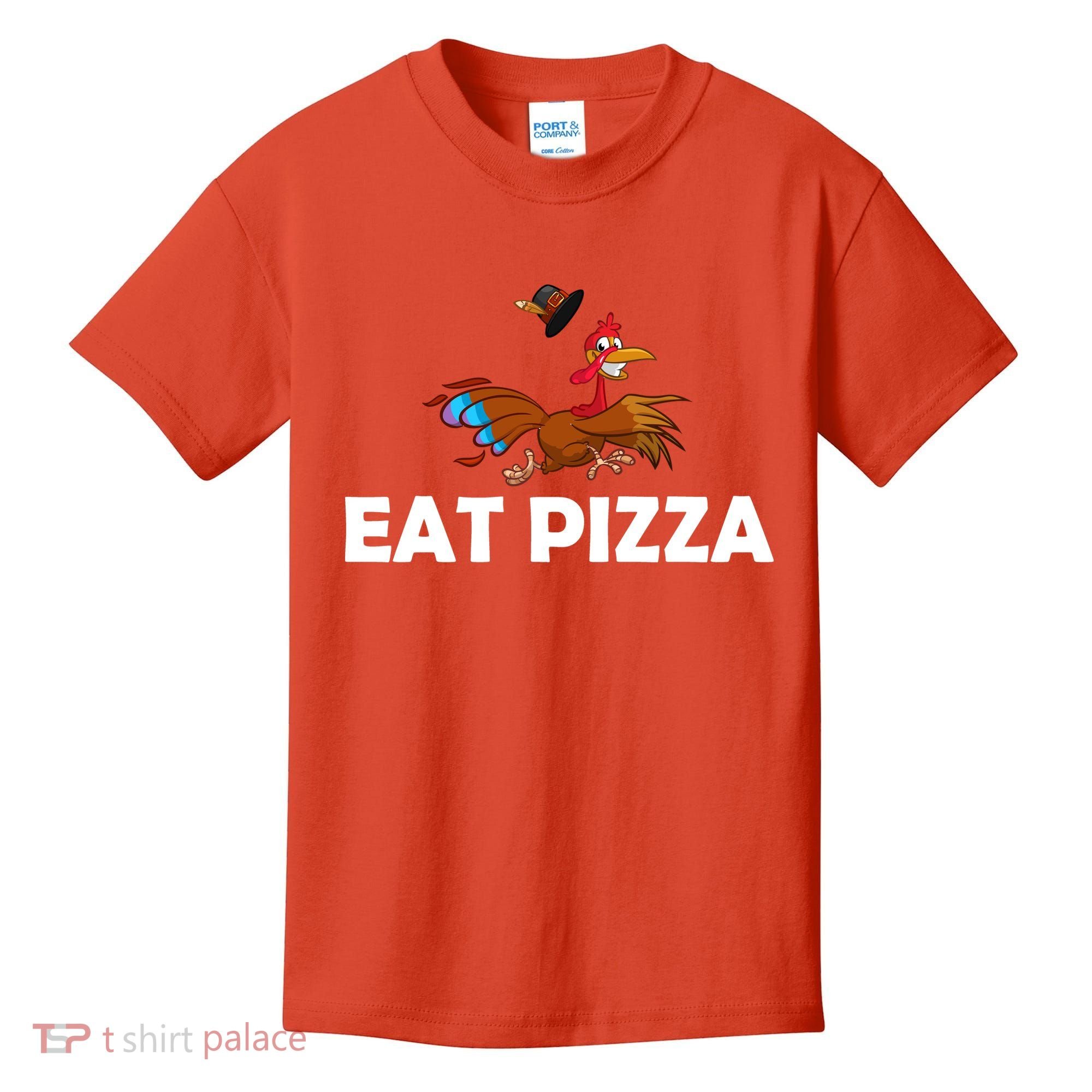 Eat Pizza Not Turkey Funny Thanksgiving Kids T-Shirt
