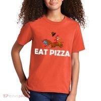 Eat Pizza Not Turkey Funny Thanksgiving Kids T-Shirt thumb 2