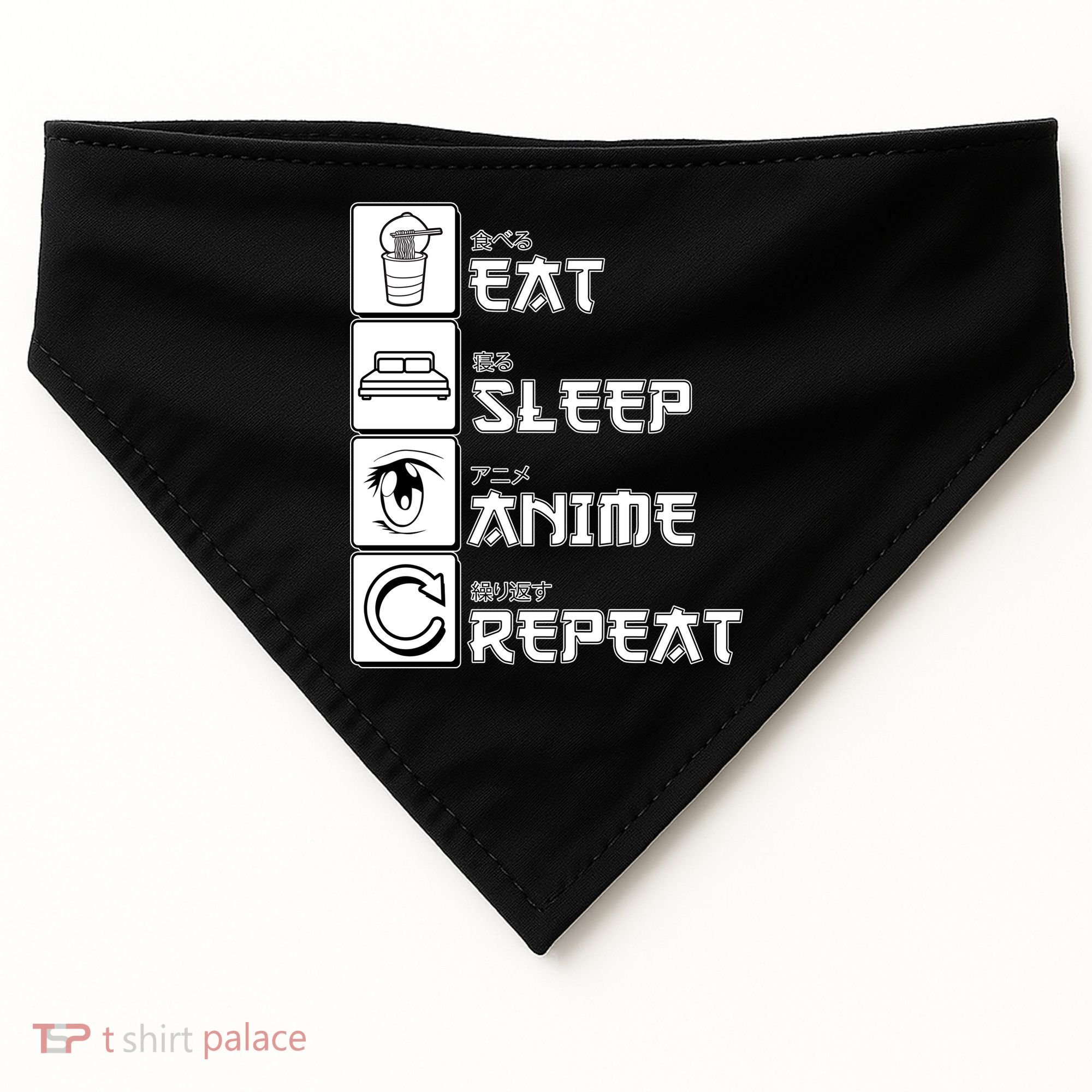 Eat Sleep Anime Repeat USA-Made Doggie Bandana