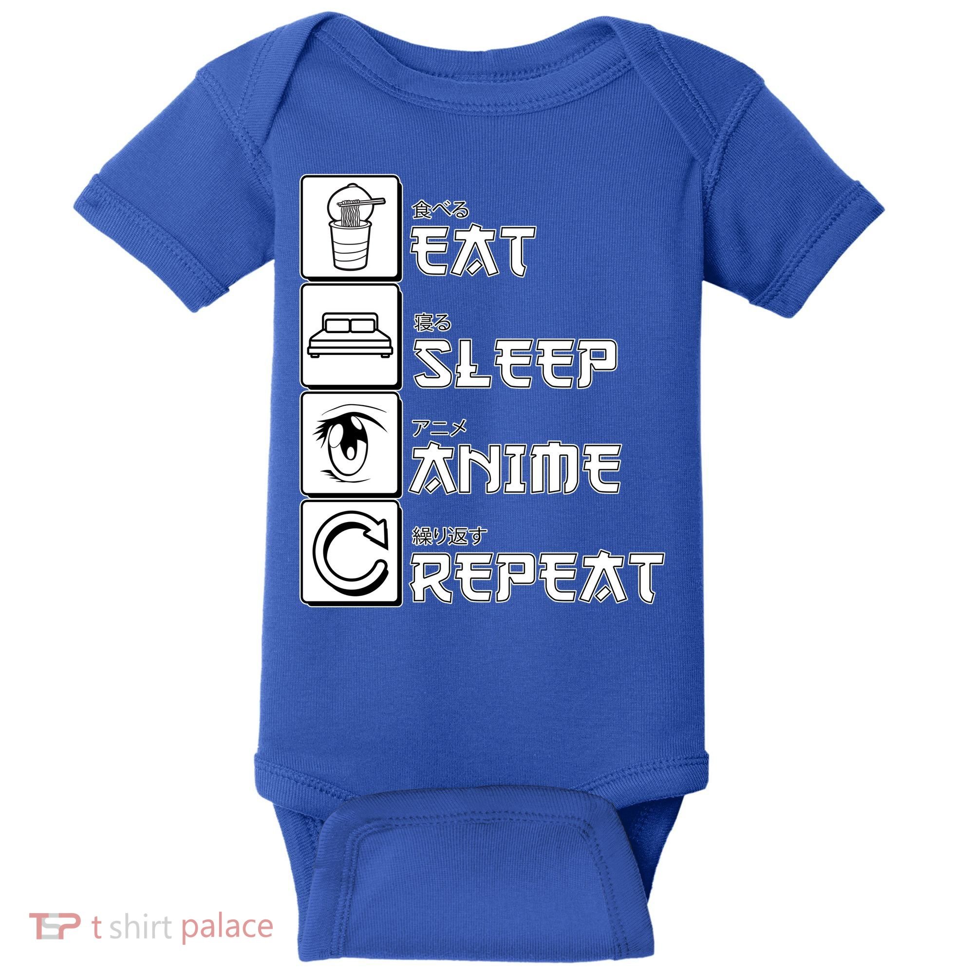 Eat Sleep Anime Repeat Baby Bodysuit