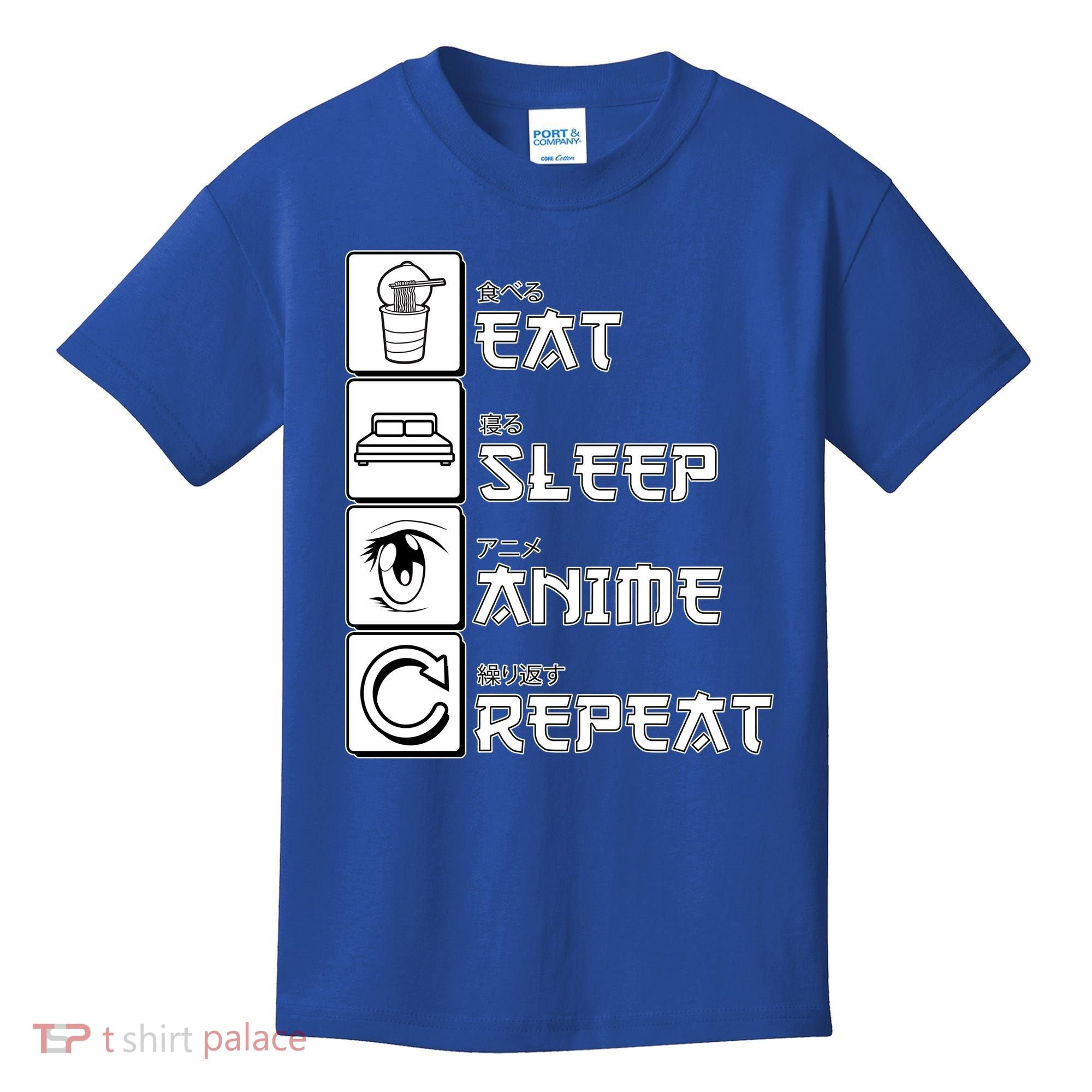 Eat Sleep Anime Repeat Kids T-Shirt