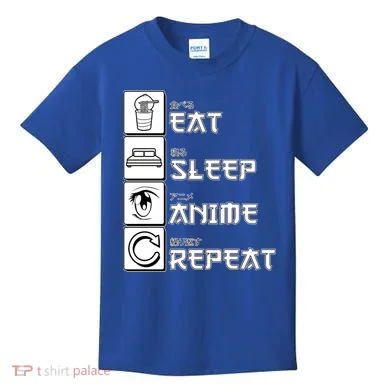 Eat Sleep Anime Repeat Kids T-Shirt