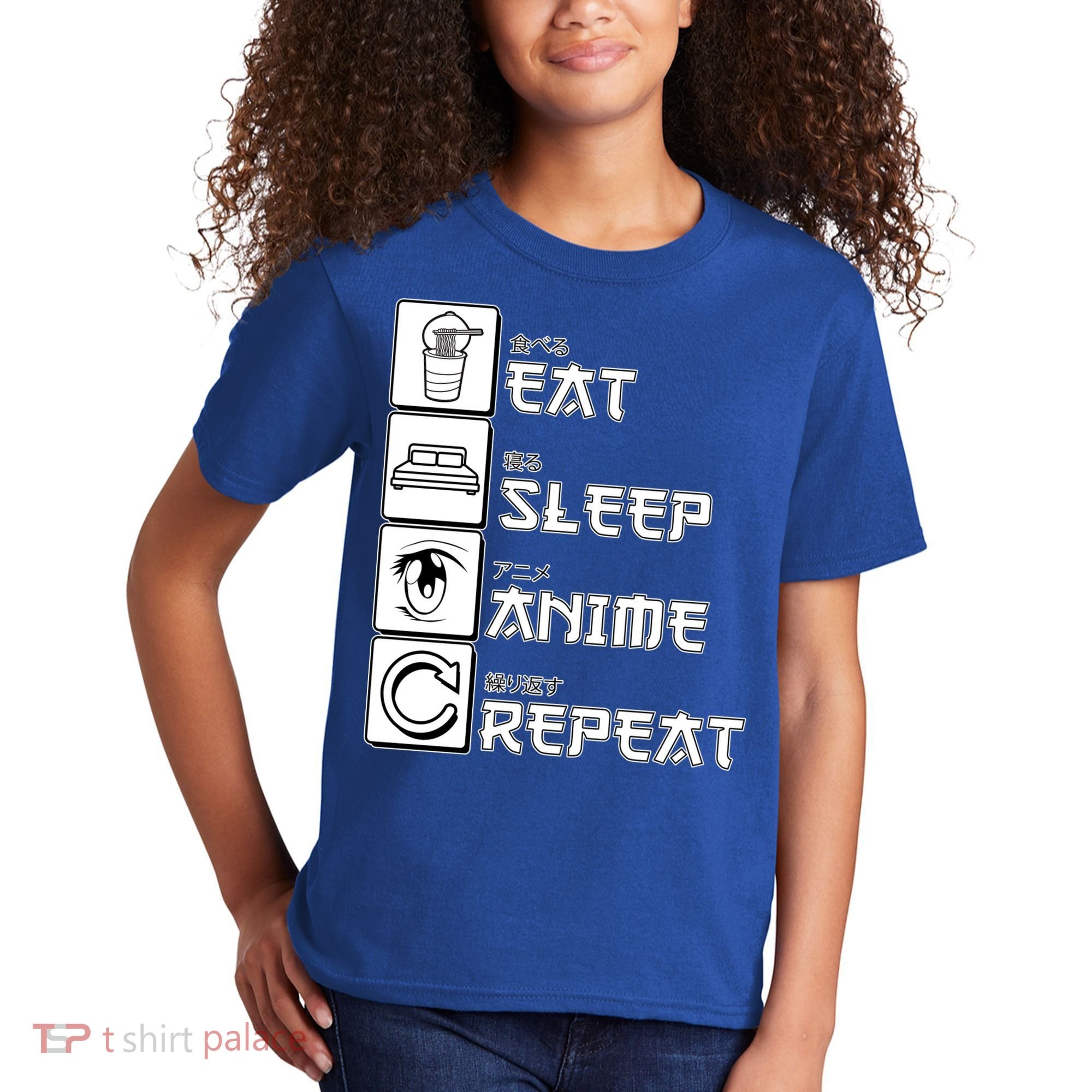 Eat Sleep Anime Repeat Kids T-Shirt