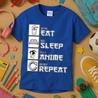Eat Sleep Anime Repeat Kids T-Shirt thumb 3