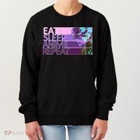 Eat Sleep Anime Repeat Funny Cartoon Women's Sweatshirt thumb 0
