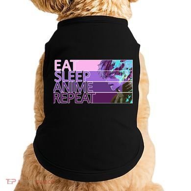 Eat Sleep Anime Repeat Funny Cartoon Doggie Tank