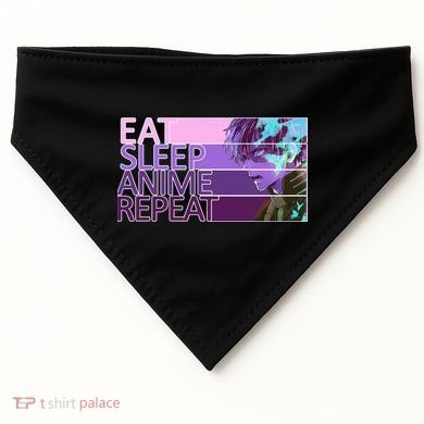 Eat Sleep Anime Repeat Funny Cartoon USA-Made Doggie Bandana