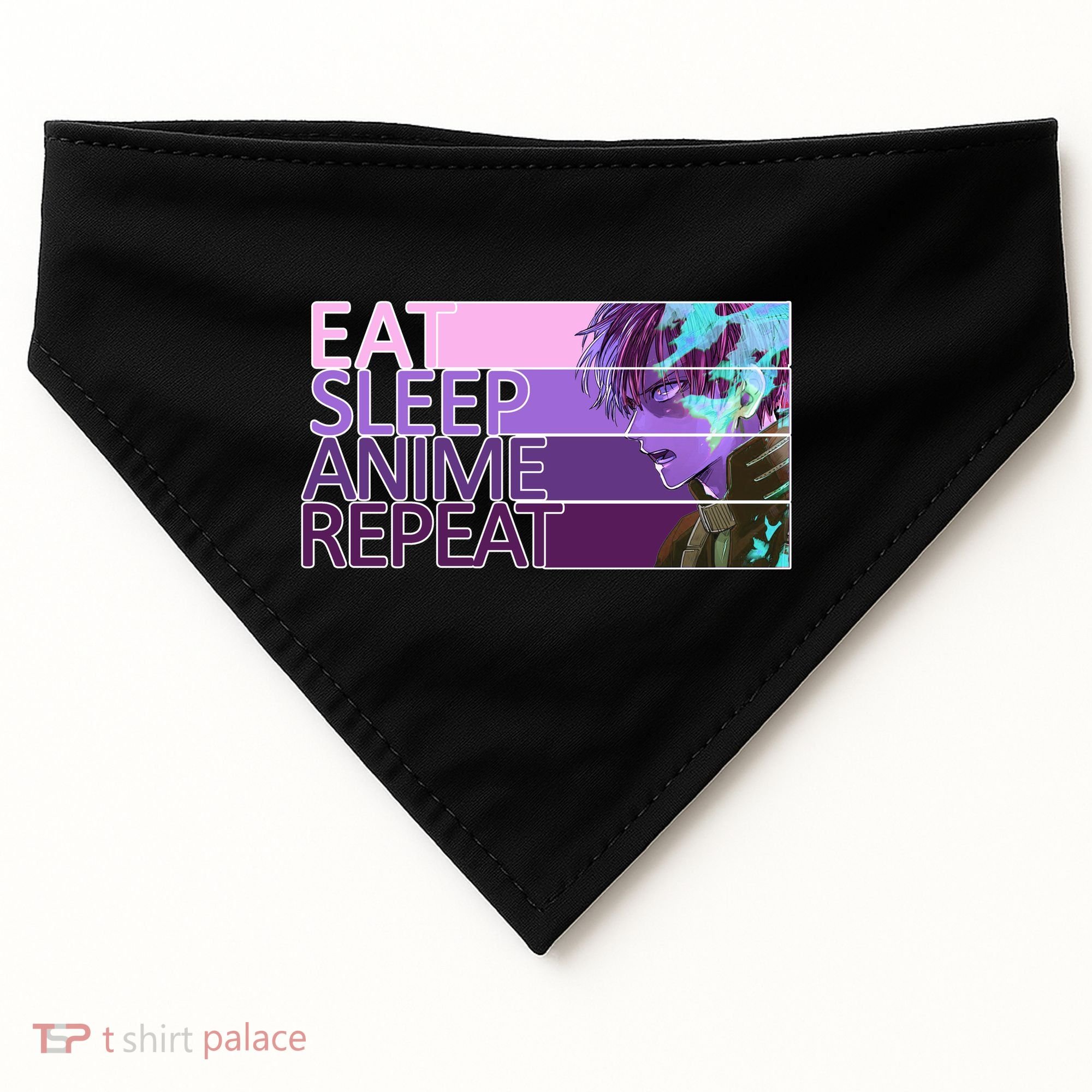 Eat Sleep Anime Repeat Funny Cartoon USA-Made Doggie Bandana