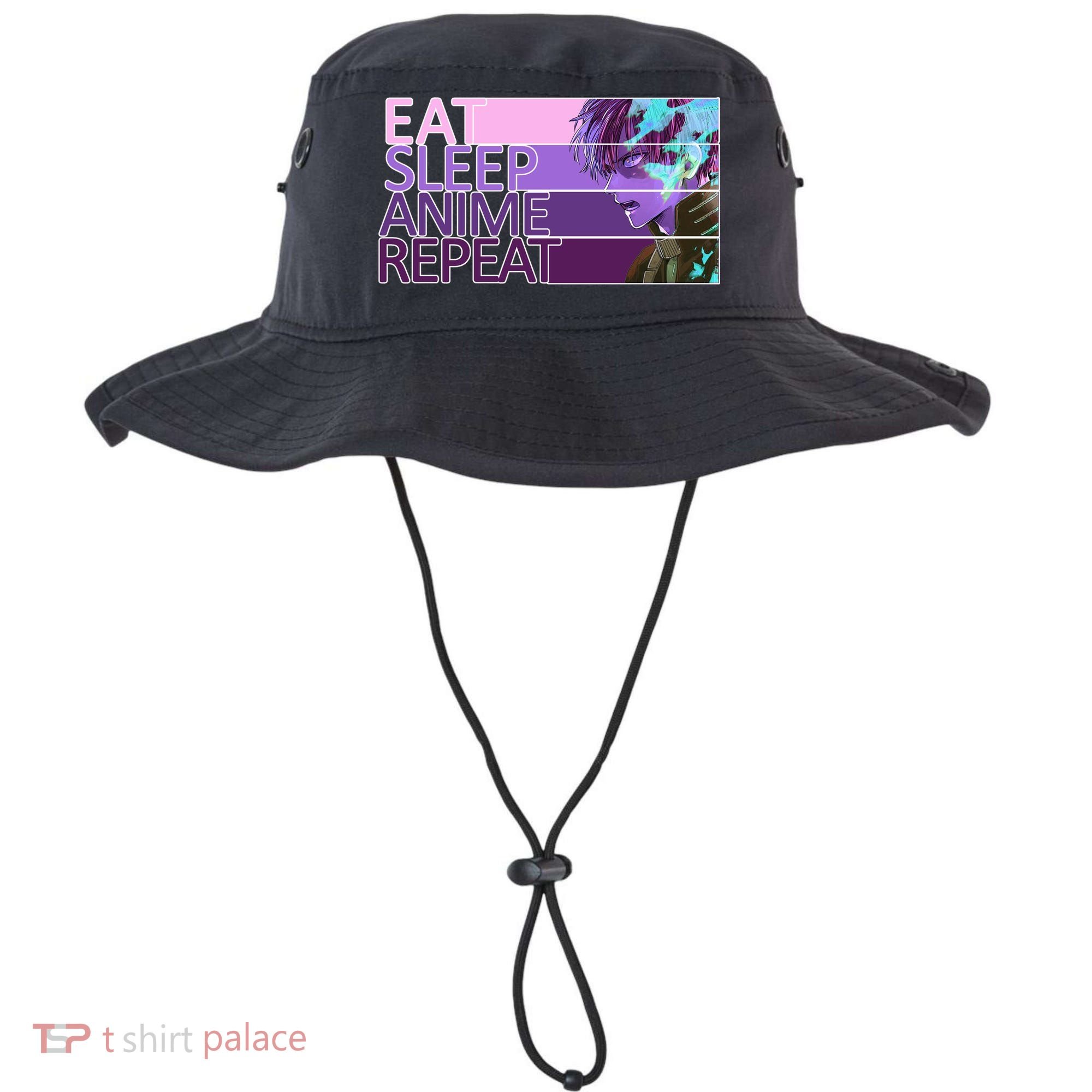 Eat Sleep Anime Repeat Funny Cartoon Bucket Hat