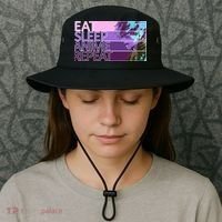 Eat Sleep Anime Repeat Funny Cartoon Bucket Hat thumb 3