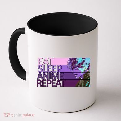 Eat Sleep Anime Repeat Funny Cartoon Coffee Mug