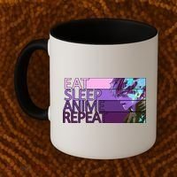 Eat Sleep Anime Repeat Funny Cartoon Coffee Mug thumb 2