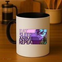 Eat Sleep Anime Repeat Funny Cartoon Coffee Mug thumb 4