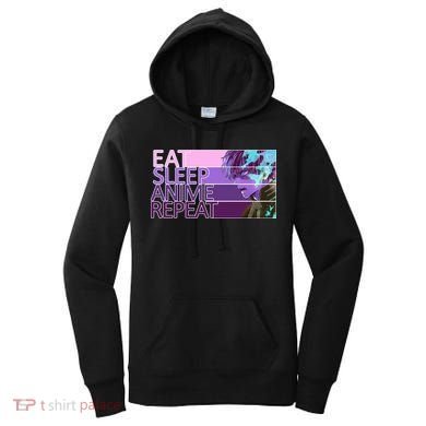Eat Sleep Anime Repeat Funny Cartoon Women's Hoodie