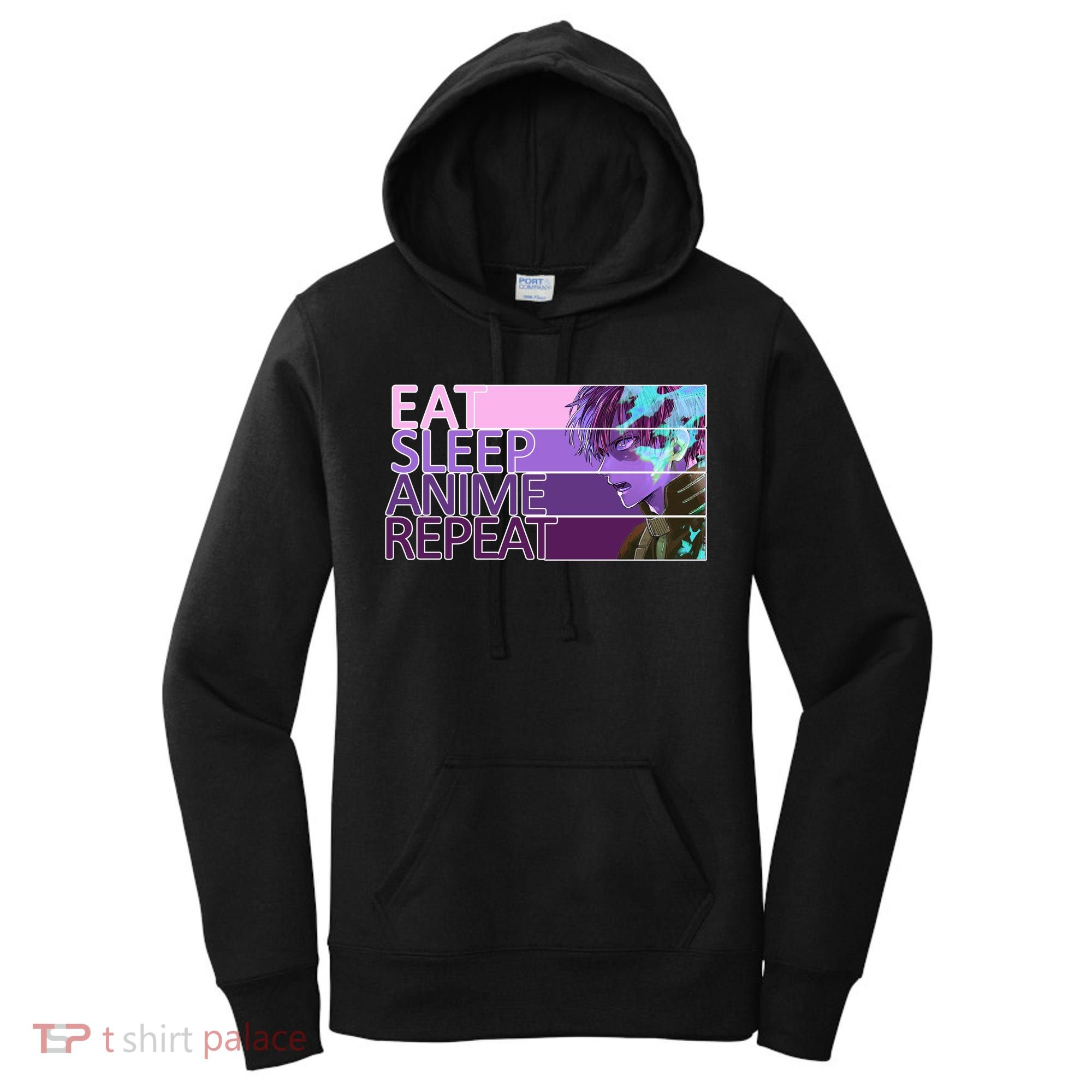 Eat Sleep Anime Repeat Funny Cartoon Women's Hoodie