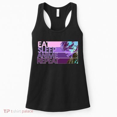 Eat Sleep Anime Repeat Funny Cartoon Women's Tank Top