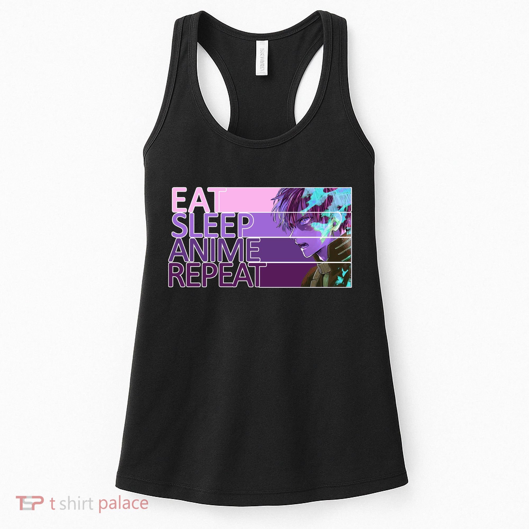 Eat Sleep Anime Repeat Funny Cartoon Women's Tank Top