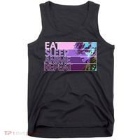 Eat Sleep Anime Repeat Funny Cartoon Tank Top thumb 0