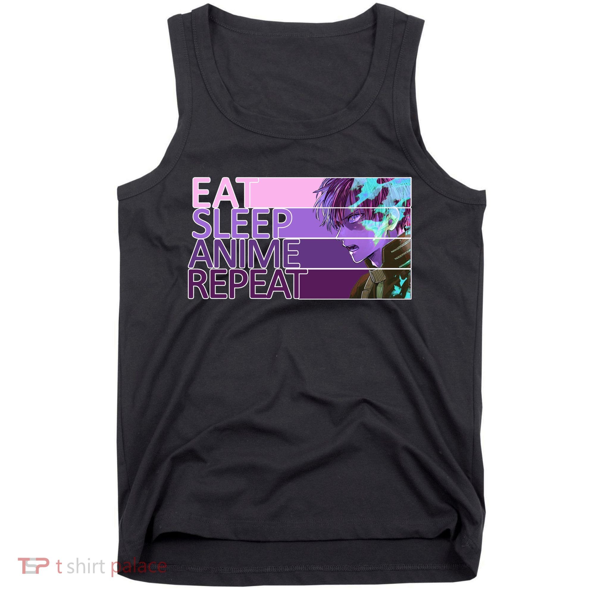 Eat Sleep Anime Repeat Funny Cartoon Tank Top