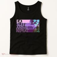 Eat Sleep Anime Repeat Funny Cartoon Tank Top thumb 2