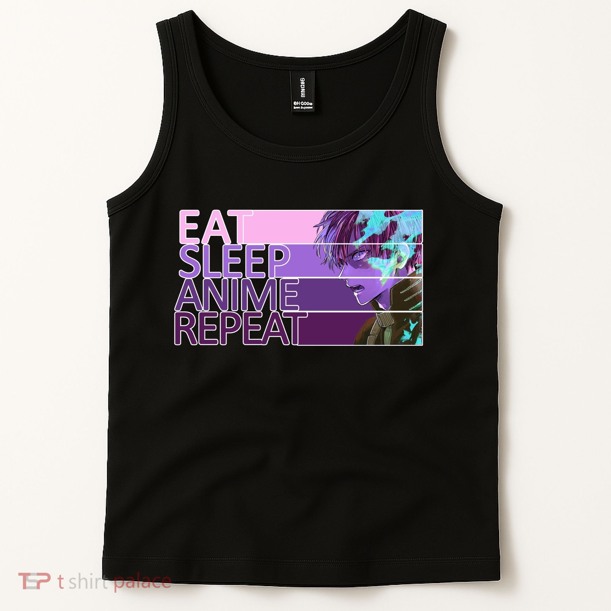 Eat Sleep Anime Repeat Funny Cartoon Tank Top