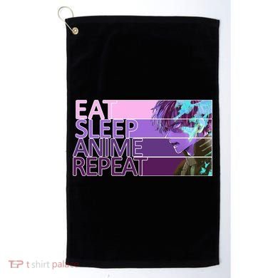 Eat Sleep Anime Repeat Funny Cartoon Golf Towel