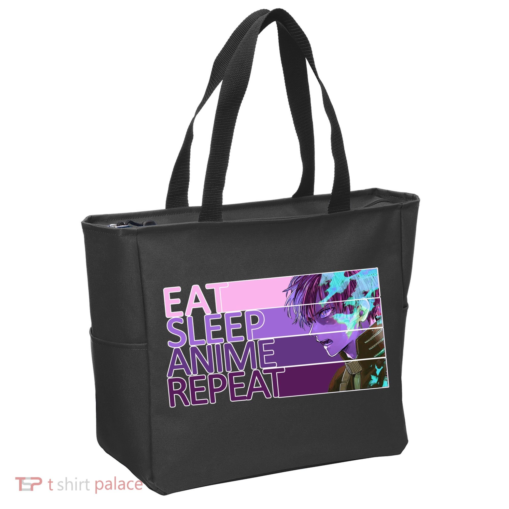 Eat Sleep Anime Repeat Funny Cartoon Tote Bag