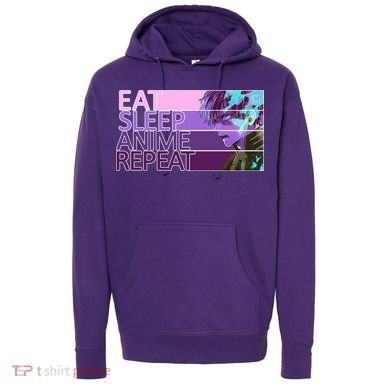 Eat Sleep Anime Repeat Funny Cartoon Hoodie