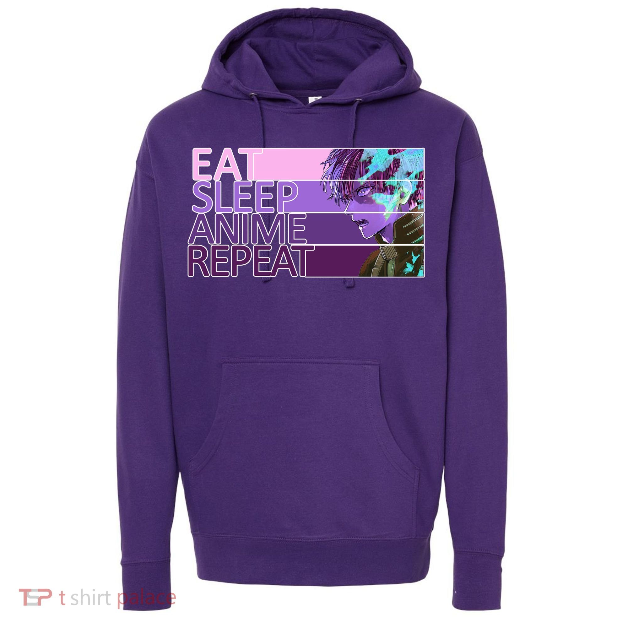 Eat Sleep Anime Repeat Funny Cartoon Hoodie