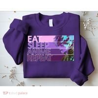 Eat Sleep Anime Repeat Funny Cartoon Sweatshirt thumb 2