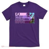 Eat Sleep Anime Repeat Funny Cartoon T-Shirt thumb 0
