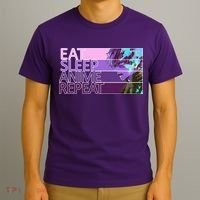 Eat Sleep Anime Repeat Funny Cartoon T-Shirt thumb 3