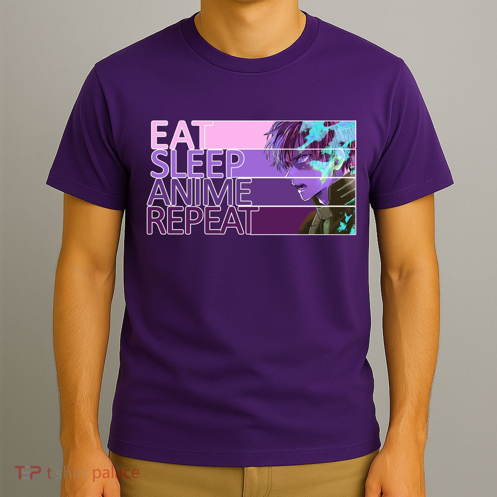 Eat Sleep Anime Repeat Funny Cartoon T-Shirt