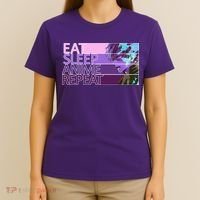 Eat Sleep Anime Repeat Funny Cartoon T-Shirt thumb 4