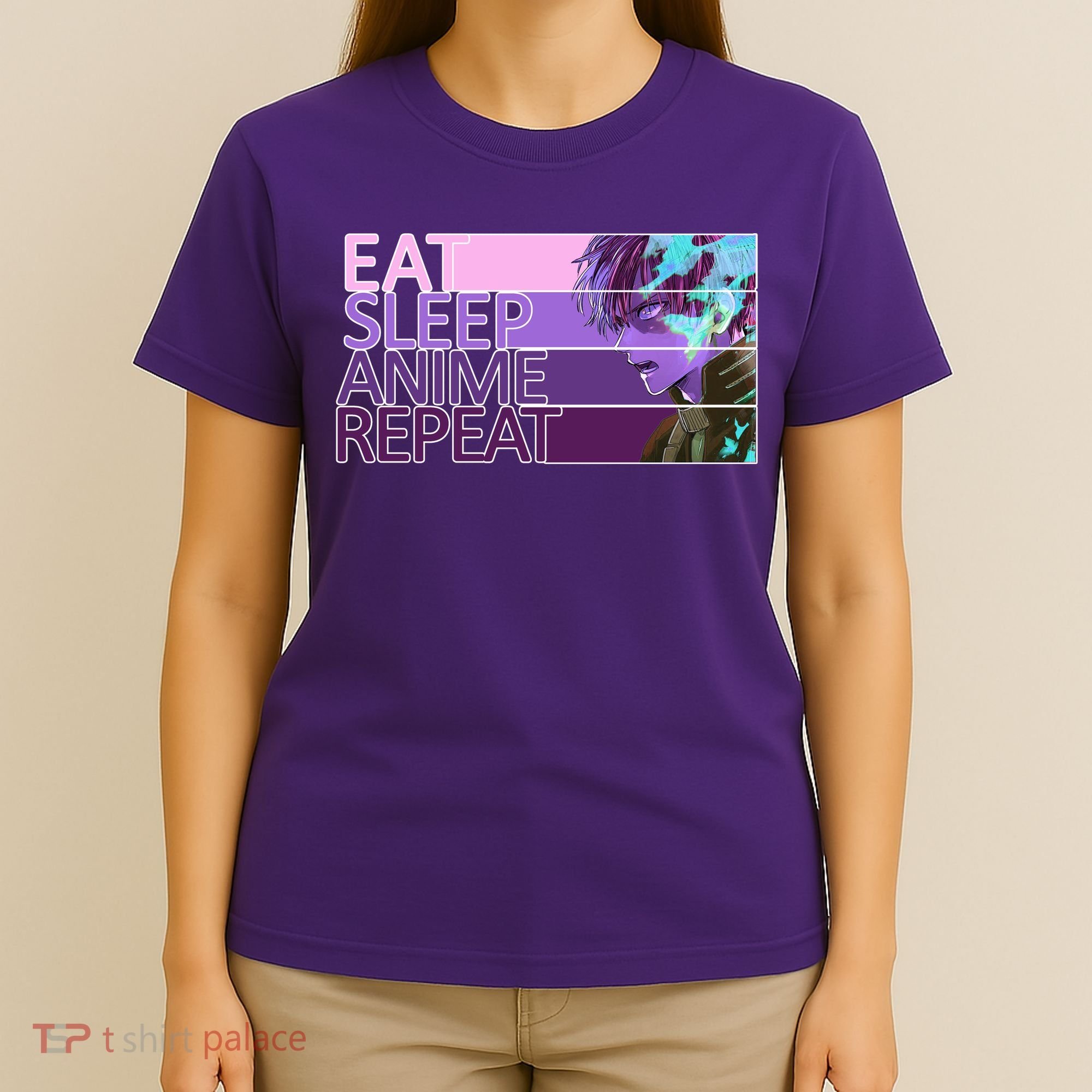 Eat Sleep Anime Repeat Funny Cartoon T-Shirt