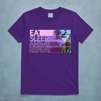 Eat Sleep Anime Repeat Funny Cartoon T-Shirt thumb 5